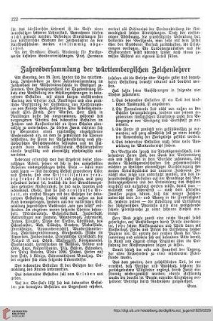 Jahresversammlung der württembergischen Zeichenlehrer