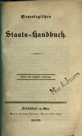 Genealogisches Staats-Handbuch, 67. 1839