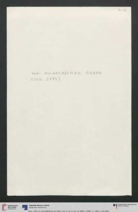 [Band 42]: Erwerbungsbücher der Antikensammlung: Inv. Hildesheimer Silber (Misc. 3779)