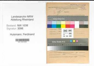 Entnazifizierung Ferdinand Huismann , geb. 30.06.1904 (Buchhalter)