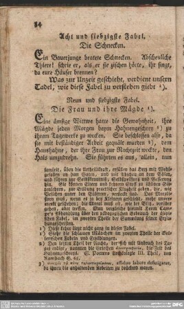 Acht und siebzigste Fabel. Die Schnecken