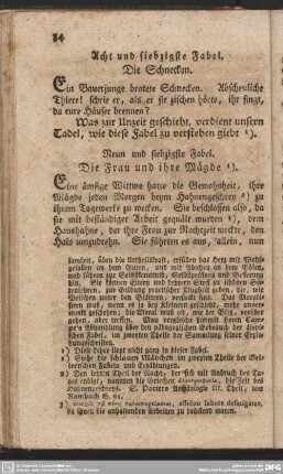 Acht und siebzigste Fabel. Die Schnecken
