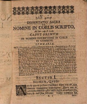 Nomen in coelis scriptum, ex Luc. X, 20. dissertatione theologica descriptum