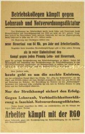 Aufruf zur Unterstützung der Revolutionären Gewerkschafts-Opposition