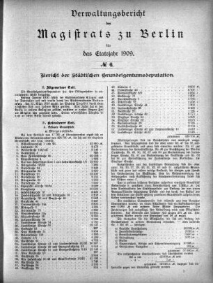 No. 6. Bericht der städtischenn Grundeigenthums- Deputation