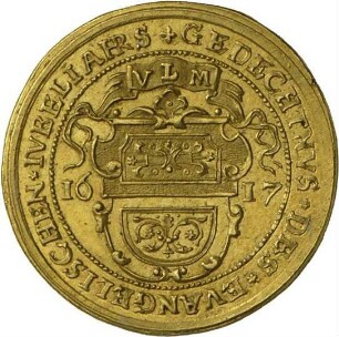 Doppeldukaten der Reichsstadt Ulm auf das Reformationsjubiläum, 1617
