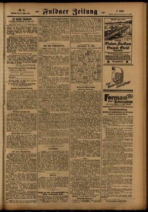 Zweite Ausgabe vom Samstag, den 25. März 1916.