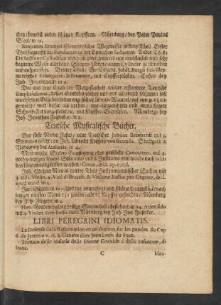 Teutsche Musicalische Bücher.