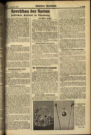 Zweite Ausgabe vom Mittwoch, den 07. September 1938.