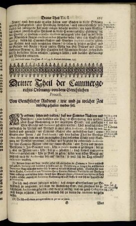 Dritter Theil der Cammergerichts Ordnung, von dem Gerichtlichen Process.