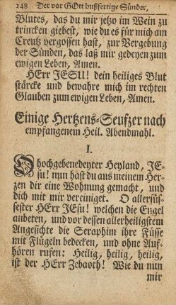 Einige Hertzens-Seufzer nach empfangenem Heil. Abendmahl.