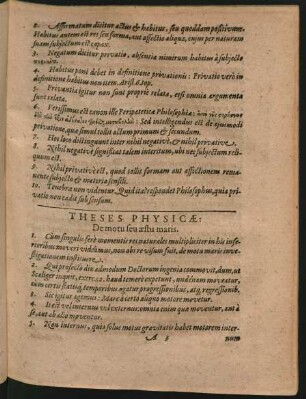 Theses Physicae: De motu seu aestu maris.