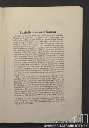 Sozialismus und Nation