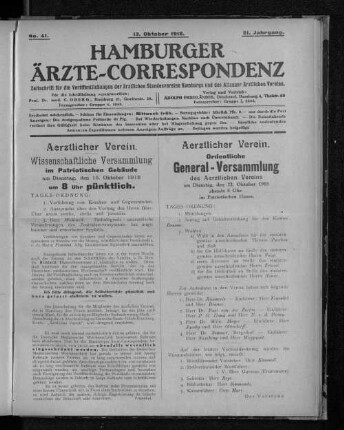 No. 41. 13. Oktober 1918. 21. Jahrgang.