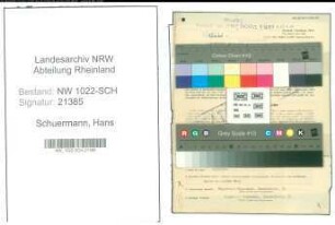 Entnazifizierung Hans Schuermann , geb. 21.09.1909 (Kaufmaennischer Angestellter)