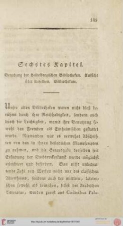 6. Benutzung der Heidelberger Bibliotheken. Aufsicht