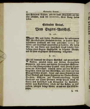 Siebender Articul. Vom Engern-Ausschuß.