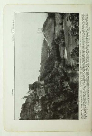 Die Thüringer Hochfläche, ein Tafelland. Rudelsburg und Saaleck, flußaufwärts gesehen