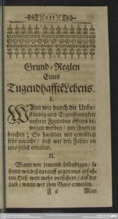 Grund=Reglen eines Tugendhafften Lebens