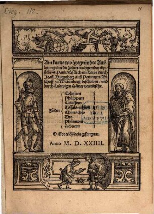 Ain kurtze wolgegründte Außlegung über die Zehen nachgeenden Episteln S. Pauli