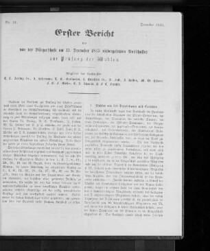 Nr. 31. Erster Bericht des von der Bürgerschaft am 13. December 1865 niedergesetzten Ausschusses zur Prüfung der Wahlen. December 1865.