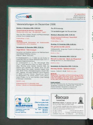 Kultur MIX Veranstaltungen im Dezember 2006