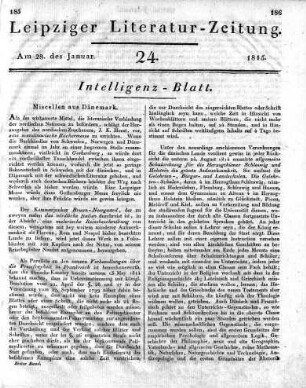 1815-01-28 : 24. Stück [Intelligenz-Blatt]