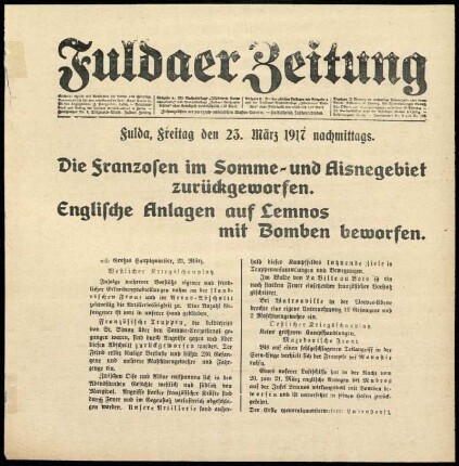 Ausgabe vom Freitag, den 23. März 1917.