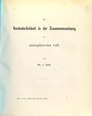 Die Veränderlichkeit in der Zusammensetzung der atmosphärischen Luft