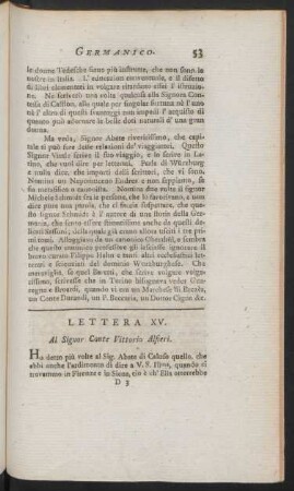 Lettera XV. Al Signor Conte Vittorio Alfieri