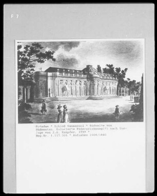 Potsdam, Schloß Sanssouci, Südseite von Südwesten