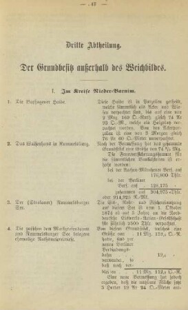 Dritte Abtheilung. Der Grundbesitz außerhalb des Weichbildes