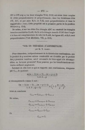 SUR UN THÉORÈME D´ARITHMÉTIQUE.