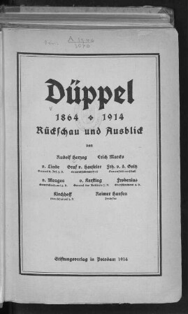 Düppel 1864 - 1914 : Rückschau und Ausblick