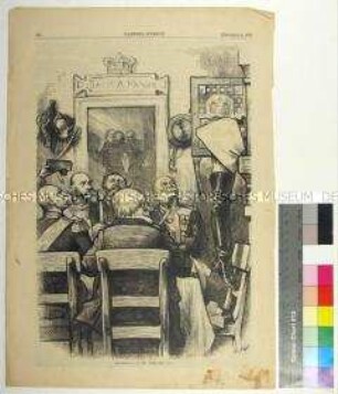 Zeitschriftenkarikatur "Thanksgiving on the other side" aus Harper's Weekly