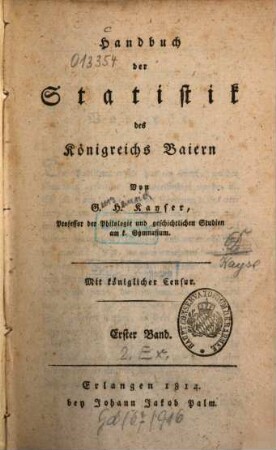 Handbuch der Statistik des Königreichs Baiern, 1
