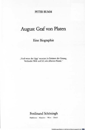 August Graf von Platen : eine Biographie
