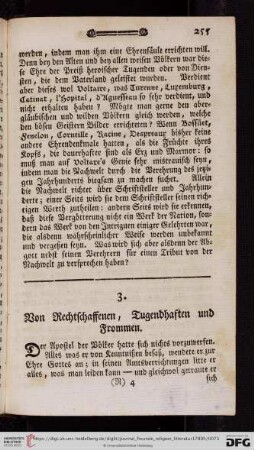 3. Von Rechtschaffenen, Tugendhaften und Frommen