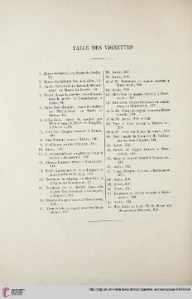 Table des vignettes