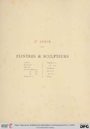 2e Série: Peintres & Sculpteurs