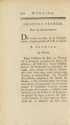 [Mémoire Sur Le Royaume De Sicile.] (unvollständig)