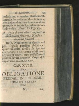 Cap. XVIII. De Obligatione Feudali Inter Dominum Et Vasallum.