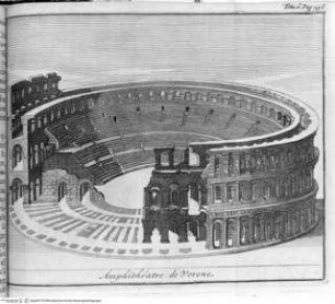 Les delices de l'Italie ... 6 Bände., 6. Band, 1. Falttafel vor Seite 137: Amphithéatre de Verone.