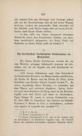 14. Die kirchlichen Verhältnisse Gelnhausens im Mittelalter.