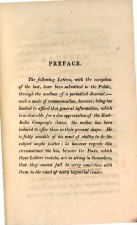 East-India Question : four letters respecting the claims of the East-India company for a renewal of their exclusive privileges