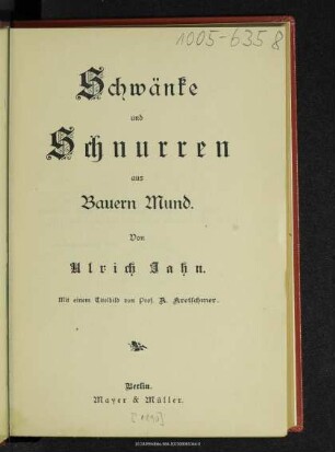 Schwänke und Schnurren aus Bauern Mund