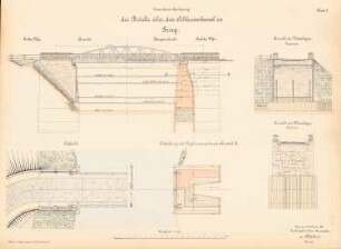 Schleusenkanalbrücke, Brieg: Ansichten, Aufsicht, Schnitte 1:100