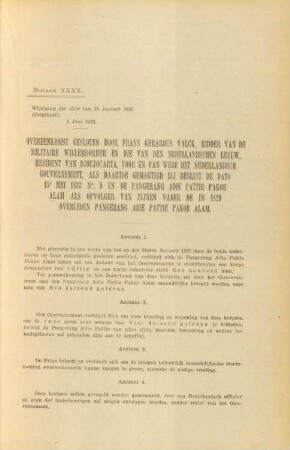 Bijlage XXXX. Overeenkomst gesloten door Frans Gerardus Valck, ridder van de militaire willemsorder en die van den Nederlandschen leeuw, resident van Djocjocarta, ...
