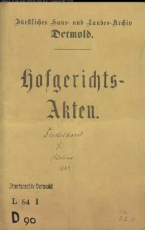 Diestelhorst, Peters Witwe gegen Adolf Blohme (Blome, Blume) - Schuldforderung