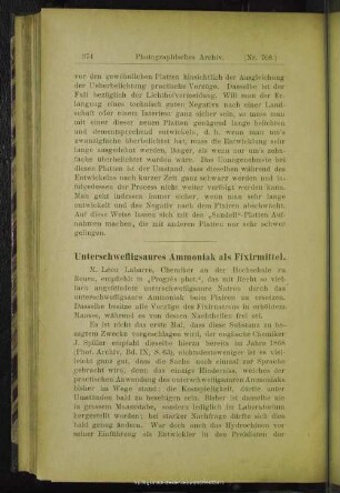 Unterschwefligsaures Ammoniak als Fixirmittel